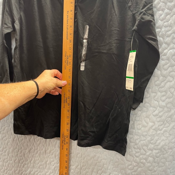 Black Blouse Shirt Top 3/4 sleeve - Picture 7 of 9